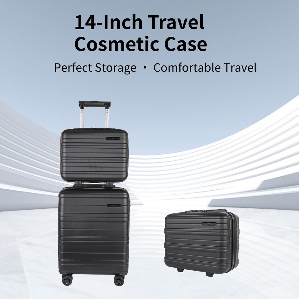 image 1 of ABS Hard Shell Travel Vanity Case with Waterproof Compartment | Black | Black | Cabin Bag | 1