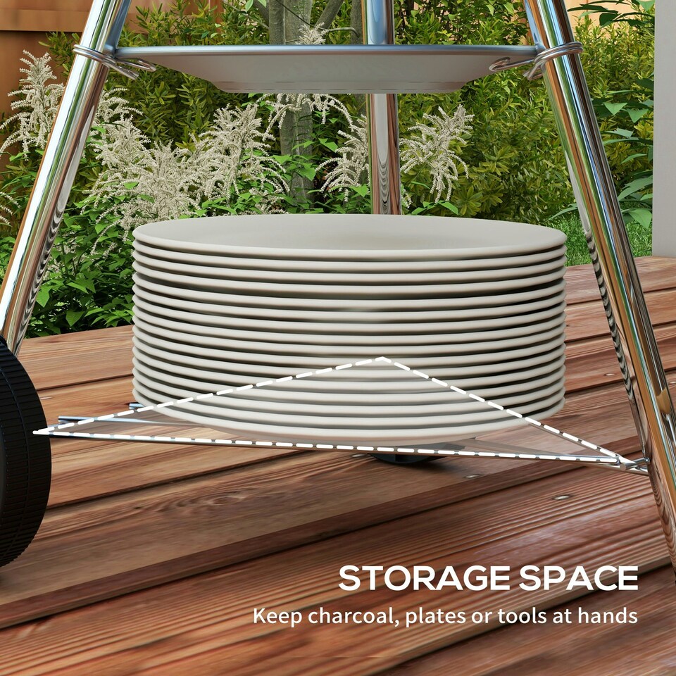 image 1 of Outsunny Portable Round Kettle Charcoal Grill BBQ Outdoor Heat Control Party