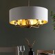 image 2 of Highclere Single Shade Pendant Ceiling Lamp, Antique Brass Plate, Vintage White Fabric