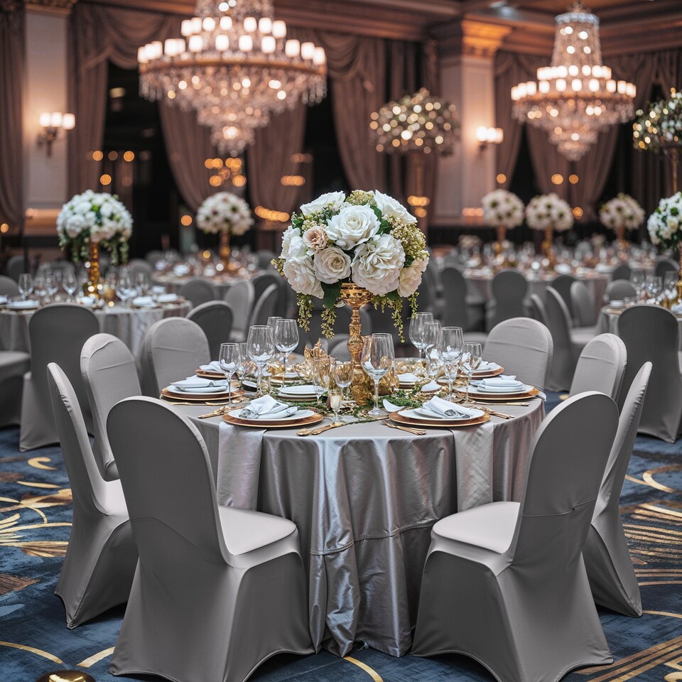 image 1 of Chair Cover Spandex Polyester Stretch, Flat Dining Slipcovers - 10pcs