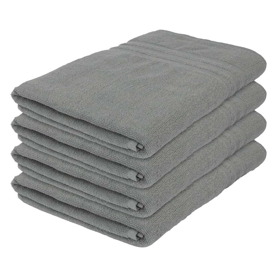 image 1 of Nicola Spring Cotton Bath Sheets - 160cm x 90cm - Grey - Pack of 4