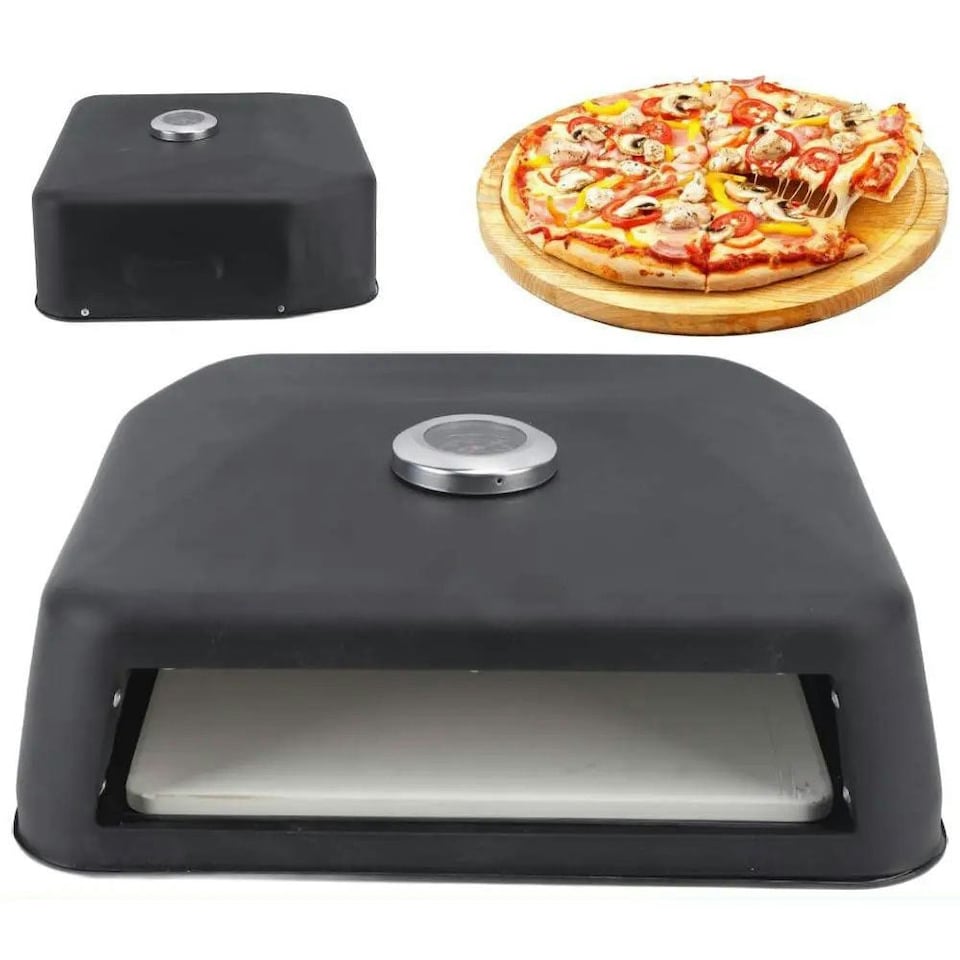 image 1 of Grill Top Pizza Maker Oven Steel Waterproof with Thermometer BBQ Gas Charcoal