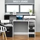image 4 of HOMCOM Computer Desk with Drawers and Storage Shelves, Office Desk Writing Table with Printer Stand, Large Workstation for Study Play Work Home Office, 137 x 55 x 92cm, Black and White