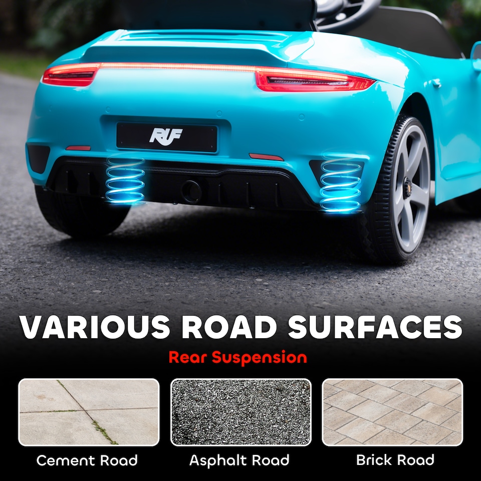 image 1 of AIYAPLAY RUF GT Licensed Electric Car for Kids, 12V Kids Ride on Car with Suspension System, Remote Control, Music, Horn, USB, Slow Start and Safety Belt for 3-5 Years Old Boys and Girls | Blue