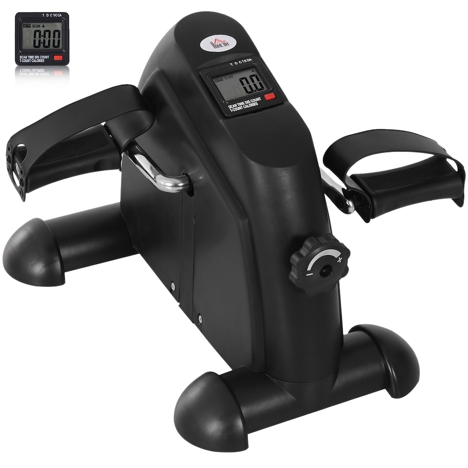 image 1 of HOMCOM Mini Exercise Bike Portable Pedal Manual Machine Indoor Fitness Black | Black