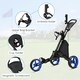 image 7 of COSTWAY 3 Wheel Golf Push Cart Folding Golf Holder Blue