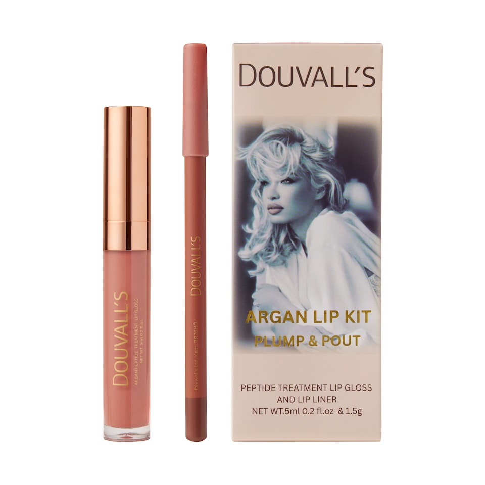 image 1 of Argan Lip Kit | Plump & Pout Peptide Treatment Lip Gloss and Lip Liner