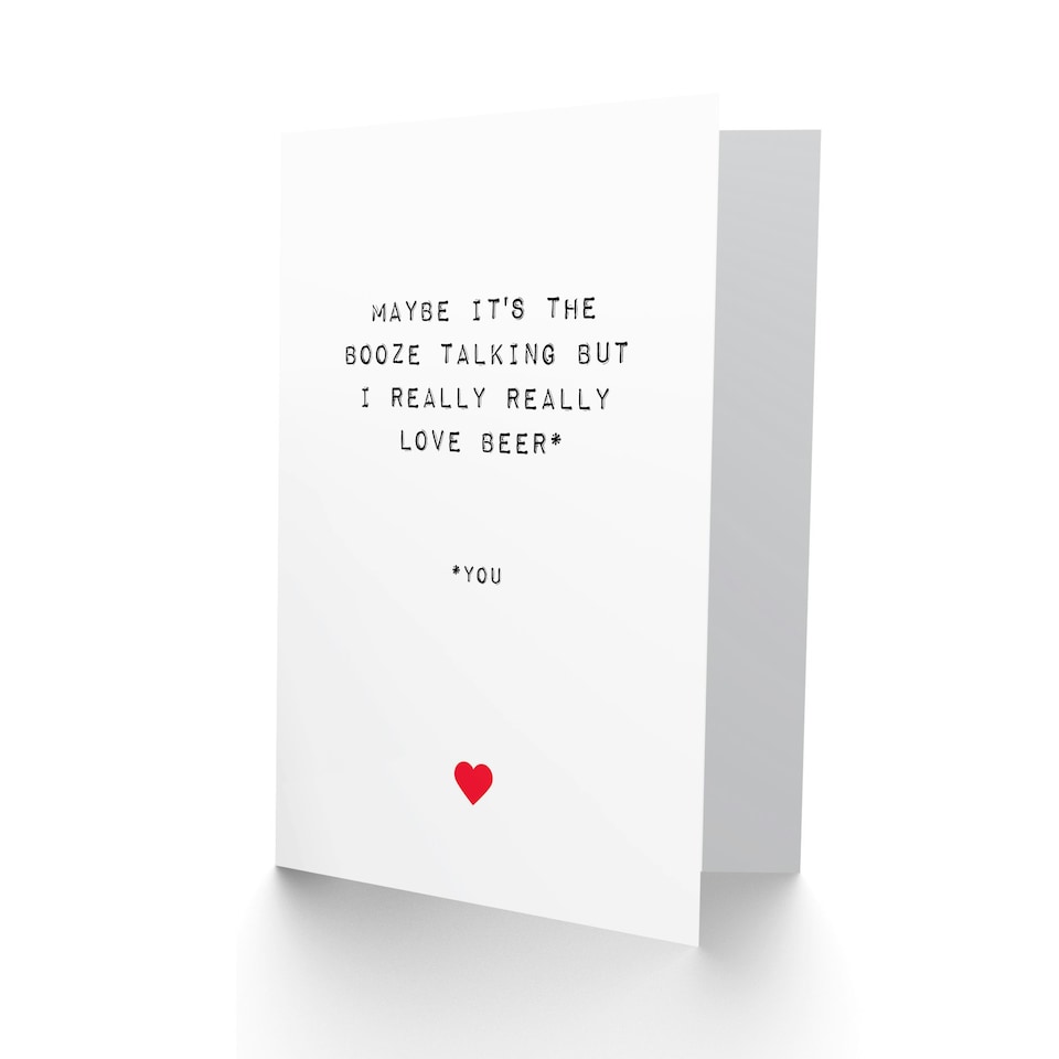 image 1 of Funny Booze Talking Love Beer Anniversary Valentines Day Card For Her
