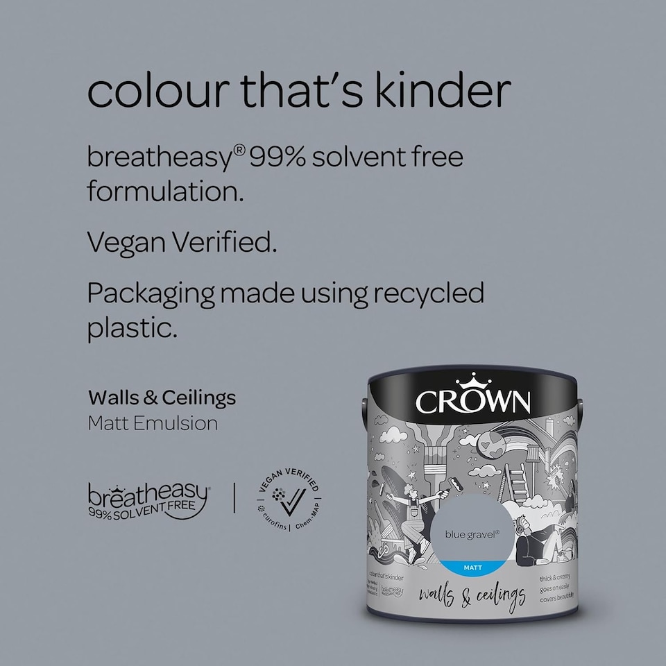 image 1 of Crown Matt Emulsion Paint - Blue Gravel - 2.5L