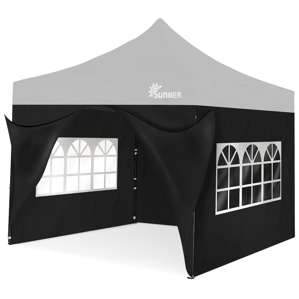 Gazebo Side Walls for SUNMER 3x3M Gazebo - Set of 4 - Black