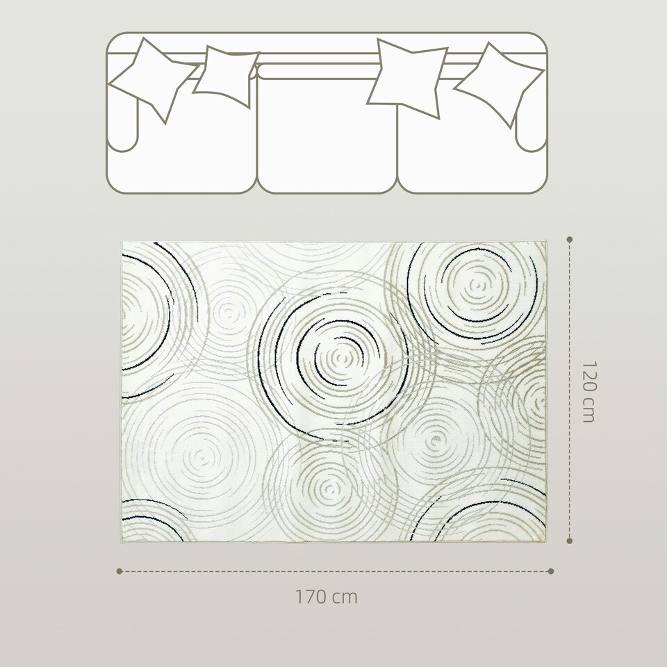 image 1 of HOMCOM Swirl Pattern Washable Rug, Allergy-Friendly Floor Carpet, Cream Cream