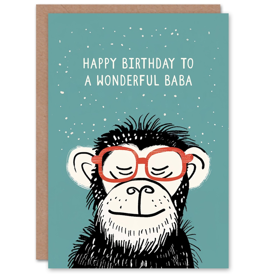 image 1 of Happy Birthday Baba Cheeky Chimp Monkey Neutral Card