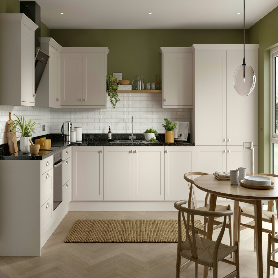 image 1 of 3 Drawer Base Unit 600mm w/ Shaker Cabinet Door - Ultra Matt Cashmere Cream | Ultra Matt Cashmere