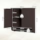 image 2 of COSTWAY Wall Mounted Bathroom Cabinet Medicine Storage Brown Brown