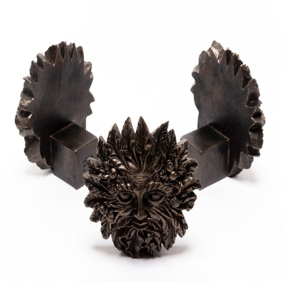 image 1 of Bronze Green Man Plant Pot Feet - Set of 3 - L5.5 x W8.5 x H8.5 cm Brown