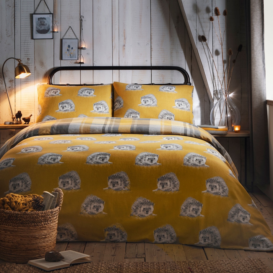 image 1 of D & D Colville Check Duvet Cover Set Ochre