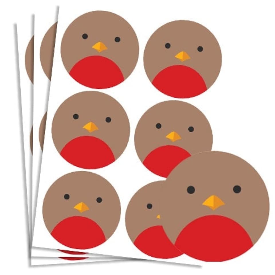 image 1 of Christmas Robin Round Stickers 88mm - Sheet of 6