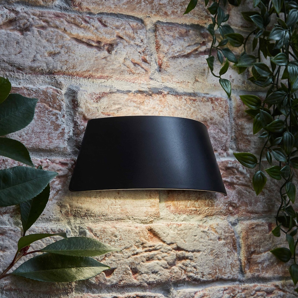 image 1 of ValueLights John Black Curved IP65 LED Up/Down Outdoor Wall Light | Black