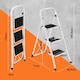 image 2 of VonHaus 3 Steel Folding Step Ladder with Anti Slip Feet
