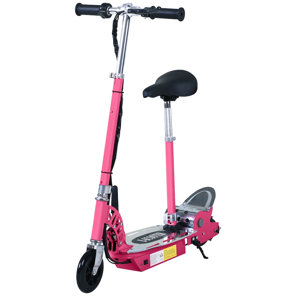 image 1 of HOMCOM Foldable Powered Scooter with Adjustable Seat, Brake | Pink