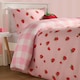 image 3 of OHS Strawberry Print Gingham Reverse Soft Duvet Cover Bedding Set, Pink - Double | Pink | Double