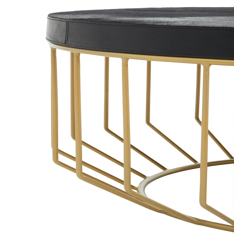 image 1 of Kensington Townhouse Hair On Hide Round Coffee Table Black