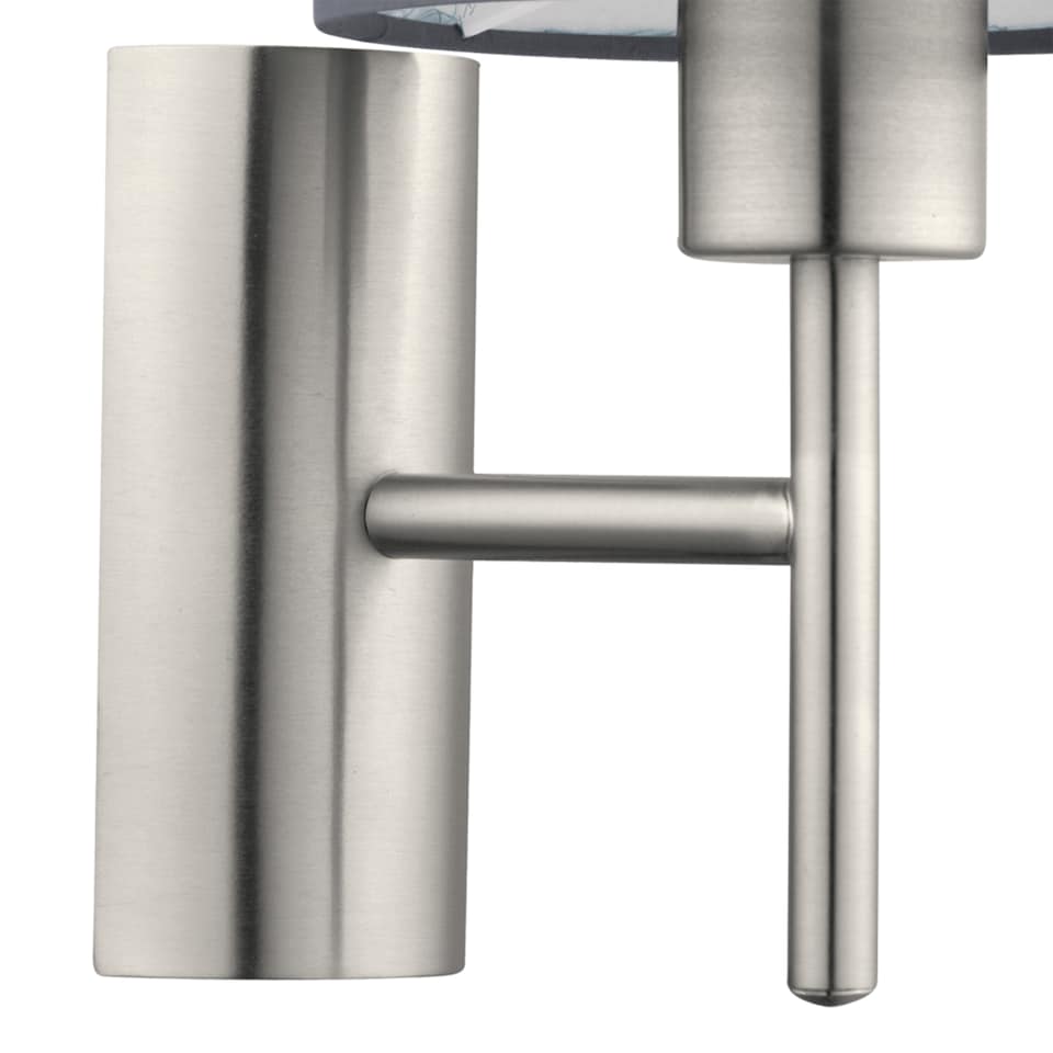 image 1 of EGLO Pasteri Steel Satin Nickel & Grey Fabric Wall Lamp