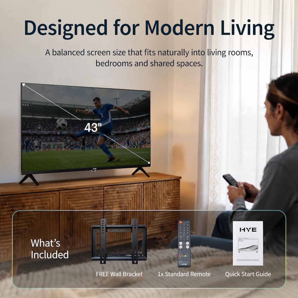 image 1 of HYE 43" Inch Full HD 2K Tizen OS WiFi Frameless Smart TV - 43FHDS1008