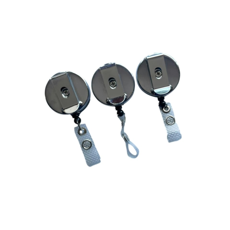 image 1 of Black and Silver Key Reel with Badge Holder