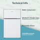 image 6 of HYE 86L Under Counter Fridge Freezer, Freestanding, 49cm, White - RF01UCFF85W13