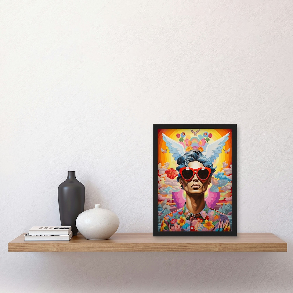 image 1 of Colourful Magnificent Maximalist Portrait Modern Black Framed Wall Art Print A4