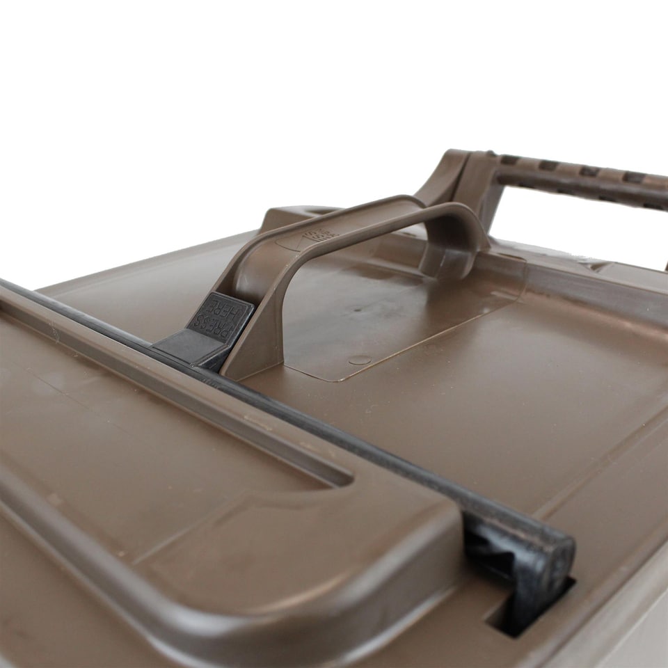image 1 of Kerbside Compost Caddy with Locking Lid - Brown - for Food Waste Recycling (23 Litre) - Plastic Bin with Composting Guide