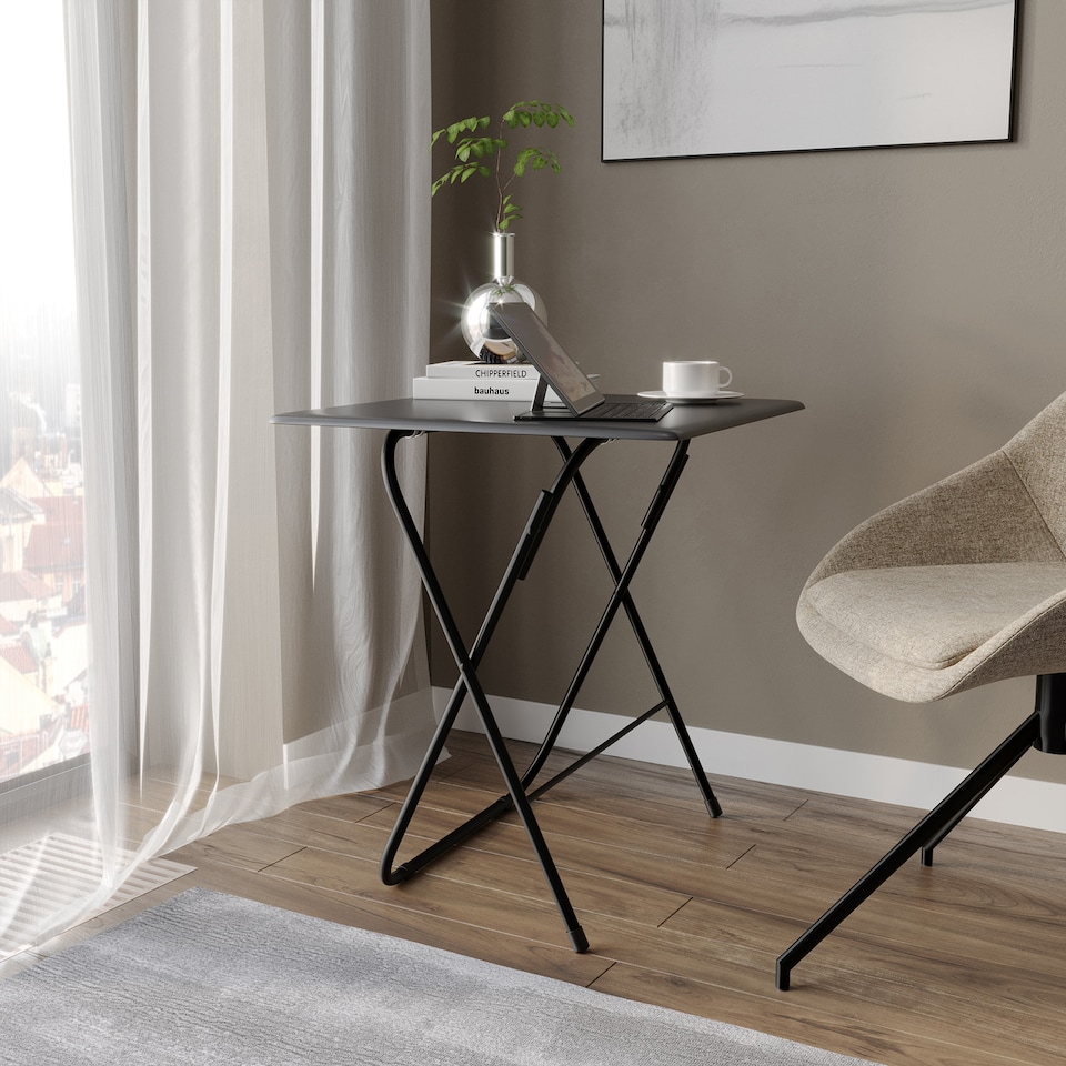 image 1 of Foldable Table with Metal Legs - Large | Black | 1
