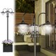 image 1 of Outsunny 3-head LED Solar Light Lamp Street Light Post with Planter Base, Black | Black | Black | 60L x 55W x 189H cm