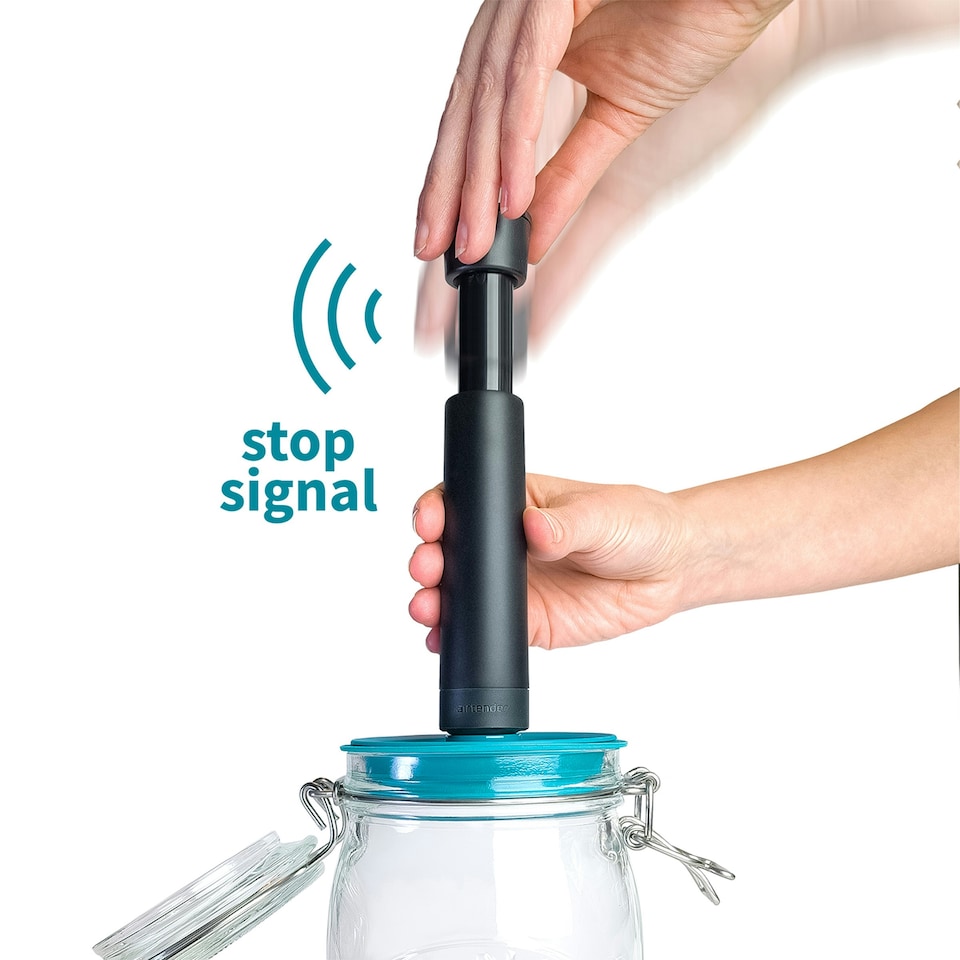 image 1 of Airtender Set of 3 Clip Top Jar Vacuum Lids with Pump