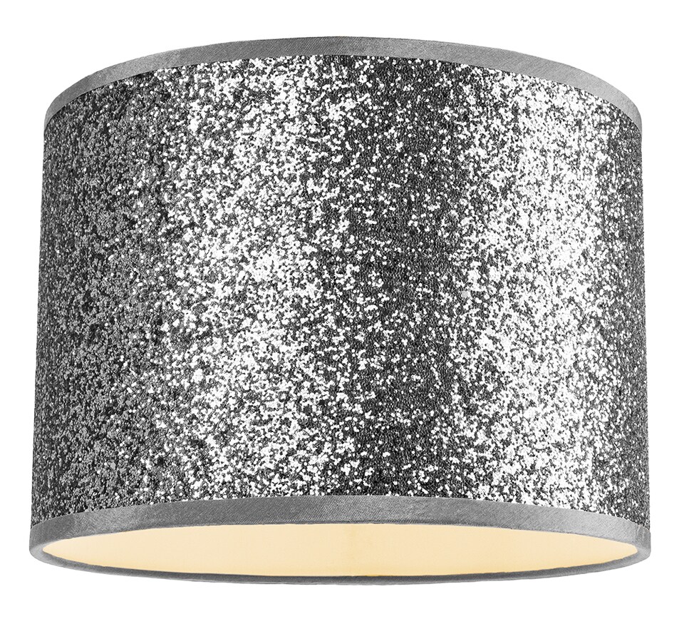 image 1 of Modern and Designer Bright Silver Glitter Fabric Pendant-Lamp Shade 30cm Wide | Silver