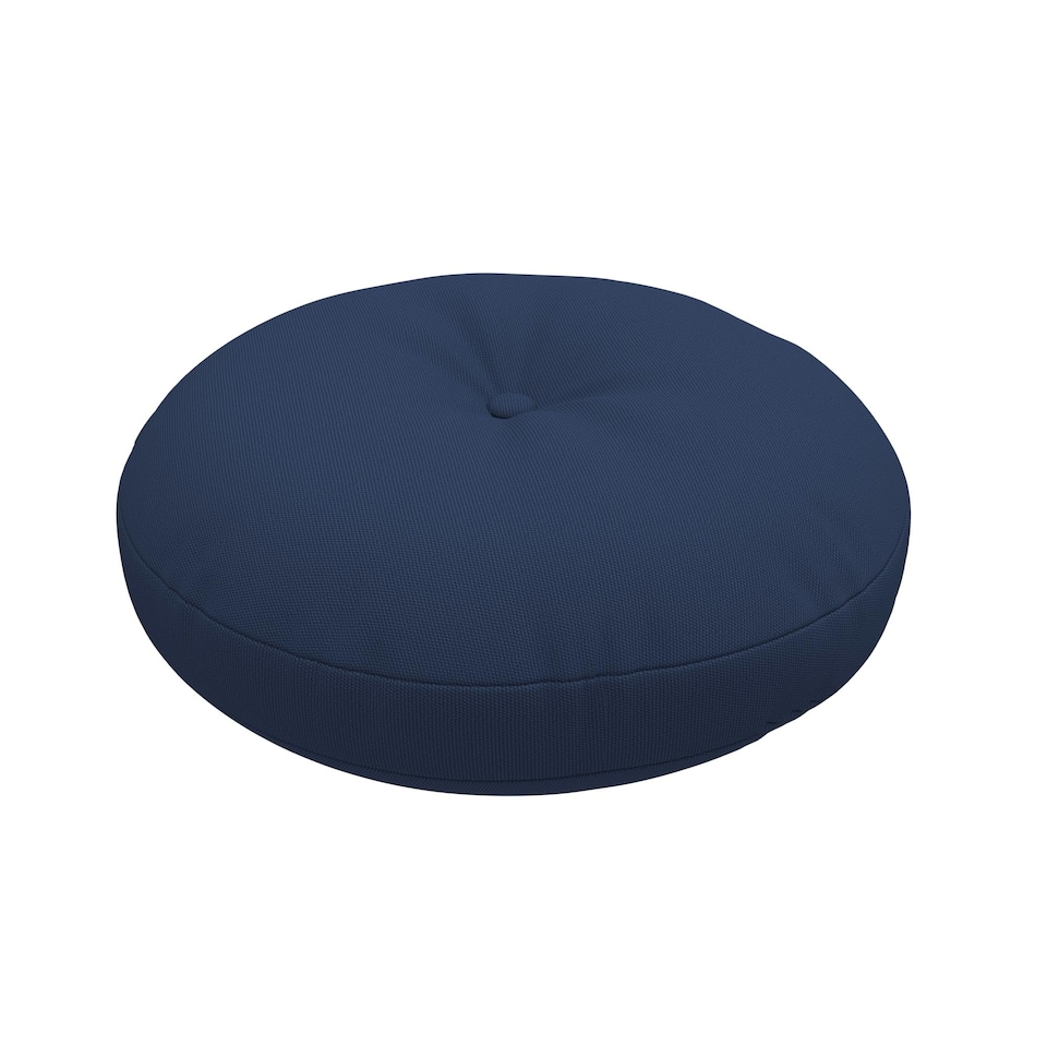 image 1 of Covers&All Sunbrella Round Tufted Seat Cushion, Outdoor Indoor Patio Chair Cushions with Button Accent, 18 x 3, Canvas Navy