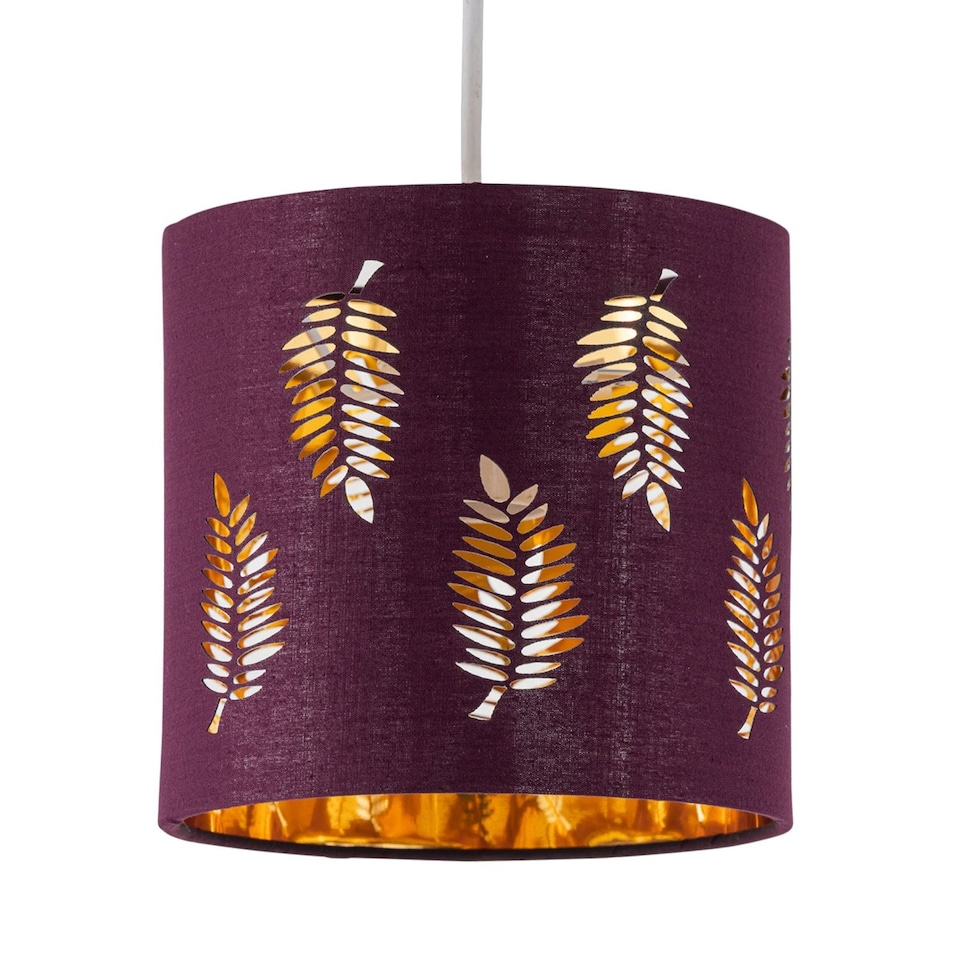 image 1 of Fern - Burgundy Cut Out 15.5cm Table Lamp Shade | Red | Gold | Small | 1