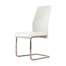Furniturebox 2x Lorenzo White Faux Leather Chrome Dining Chairs