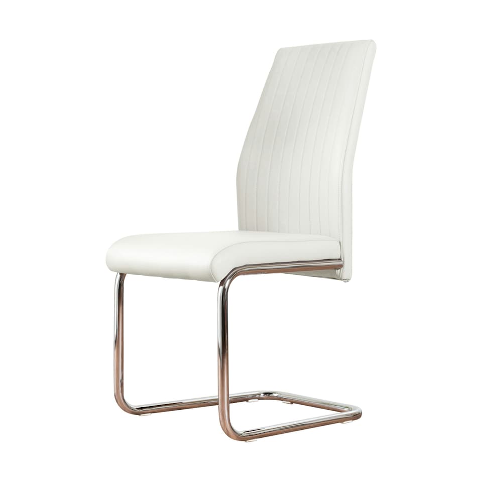 image 1 of Furniturebox 2x Lorenzo White Faux Leather Chrome Dining Chairs