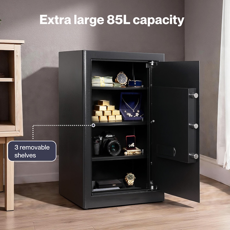 image 1 of Levede 85L Safe Fireproof Security Box Home Office Cash Lock Deposit Password