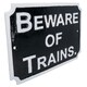 image 4 of Beware Train Cast Iron Railway Sign Plaque Door Wall House Fence Gate Garden