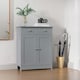 image 9 of kleankin Bathroom Floor Storage Cabinet w/ 2 Drawers Door Cupboard Grey