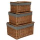 image 1 of Set of 3 Light Steamed Cotton Lined Basket Brown | Brown