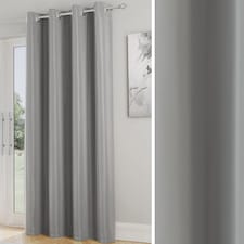 Enhanced Living Nightfall Plain Supersoft Grey Thermal Blockout (SINGLE) Eyelet Door Curtain - 66 x 84 inch (168 x 214cm)