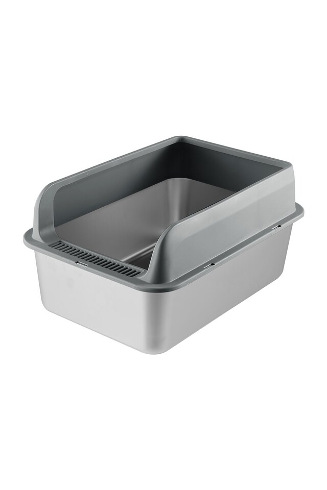 image 1 of Living and Home Semi-Closed Anti-Splash Cat Litter Box Pet Toilet | Grey