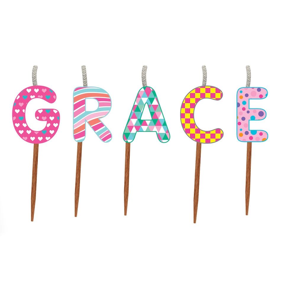 image 1 of Name Birthday Cake Candle Set - Grace