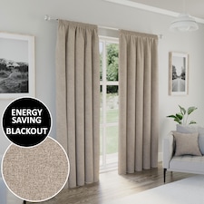 Enhanced Living Dallas 100% Blackout Thermal Natural Curtains with 3" Tape Top Header (PAIR) - 46x90 inch (117x229cm)