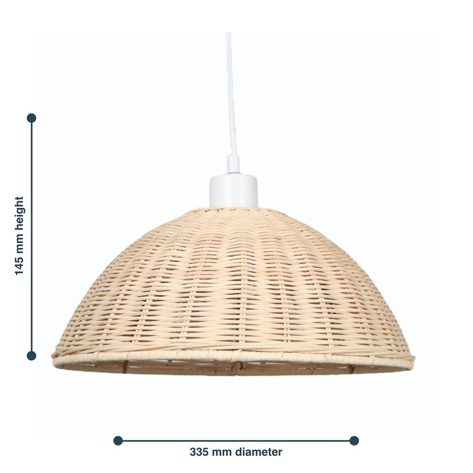 image 1 of First Choice Lighting Set of 2 Colette Rattan Dome Pendant Lightshades Brown