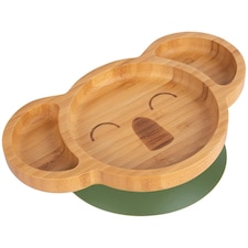 Tiny Dining Koala Bamboo Suction Plate - Olive Green Green